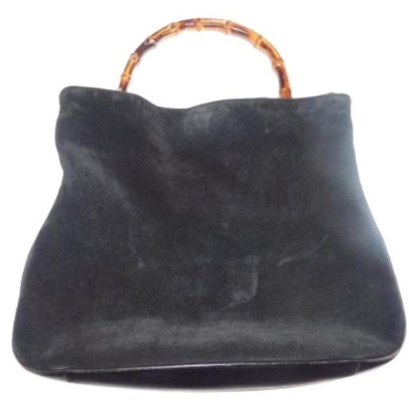 Gucci Handbags - Vintage Black Suede Body Leather Accents Gucci Handbags - Vintage Black Suede Body Leather Accents